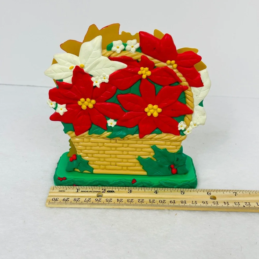 Unbranded Napkin Holder Unisex OS Poinsettia Basket Red Green Christmas Good